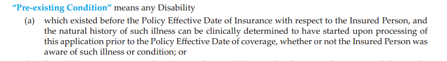 Pre-Existing condition insurance definition